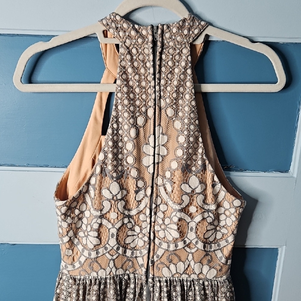 Jodi Kristopher Women's  Elegant Floral Lace Halter Dres Jrs 7 - Picture 8 of 13